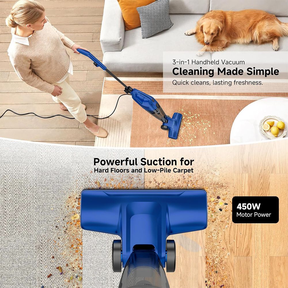 MOOSOO LT450 4-in-1 Akku-Stielstaubsauger, 15 kPa Saugleistung, 0,8-Liter-Staubbeh&auml;lter, 4-stufige Filtration, freistehend