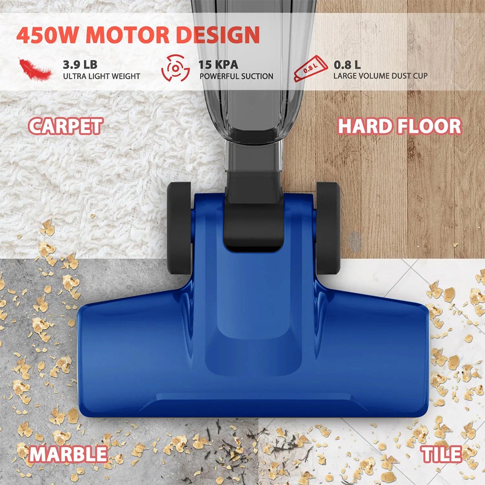 MOOSOO LT450 4-in-1 Akku-Stielstaubsauger, 15 kPa Saugleistung, 0,8-Liter-Staubbeh&auml;lter, 4-stufige Filtration, freistehend