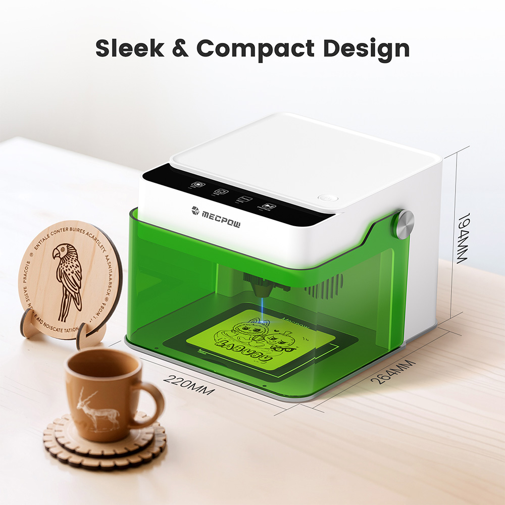 Mecpow M1 FDA Class 1 3.5W Laser Engraver, 0.01mm Accuracy, 10000mm/min, 100x100mm Engraving Area, WIFI & USB & TF Card Connections