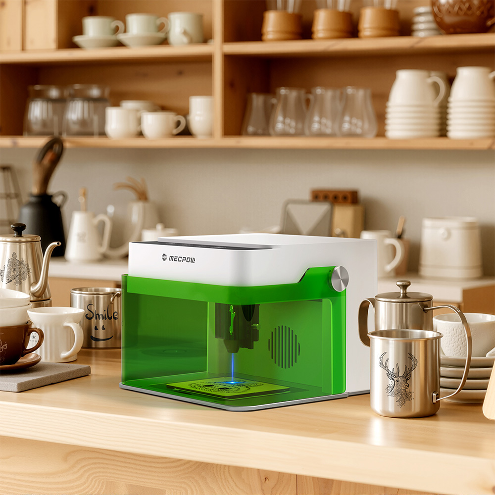 Mecpow M1 FDA Class 1 5W Laser Engraver, 0.01 mm Accuracy, 10000 mm/min, 100 x 100 mm Engraving Area, WIFI & USB & TF Card Connections