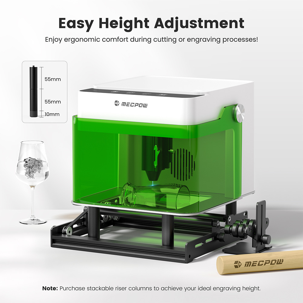 Mecpow M1 FDA Class 1 5W Laser Engraver, 0.01 mm Accuracy, 10000 mm/min, 100 x 100 mm Engraving Area, WIFI & USB & TF Card Connections