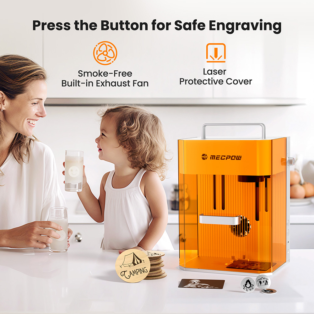 Mecpow X1 Dual Laser Cutter and Engraver, 2W Infrared and 10W Diode, 5000mm/s Speed, 105&times;105mm