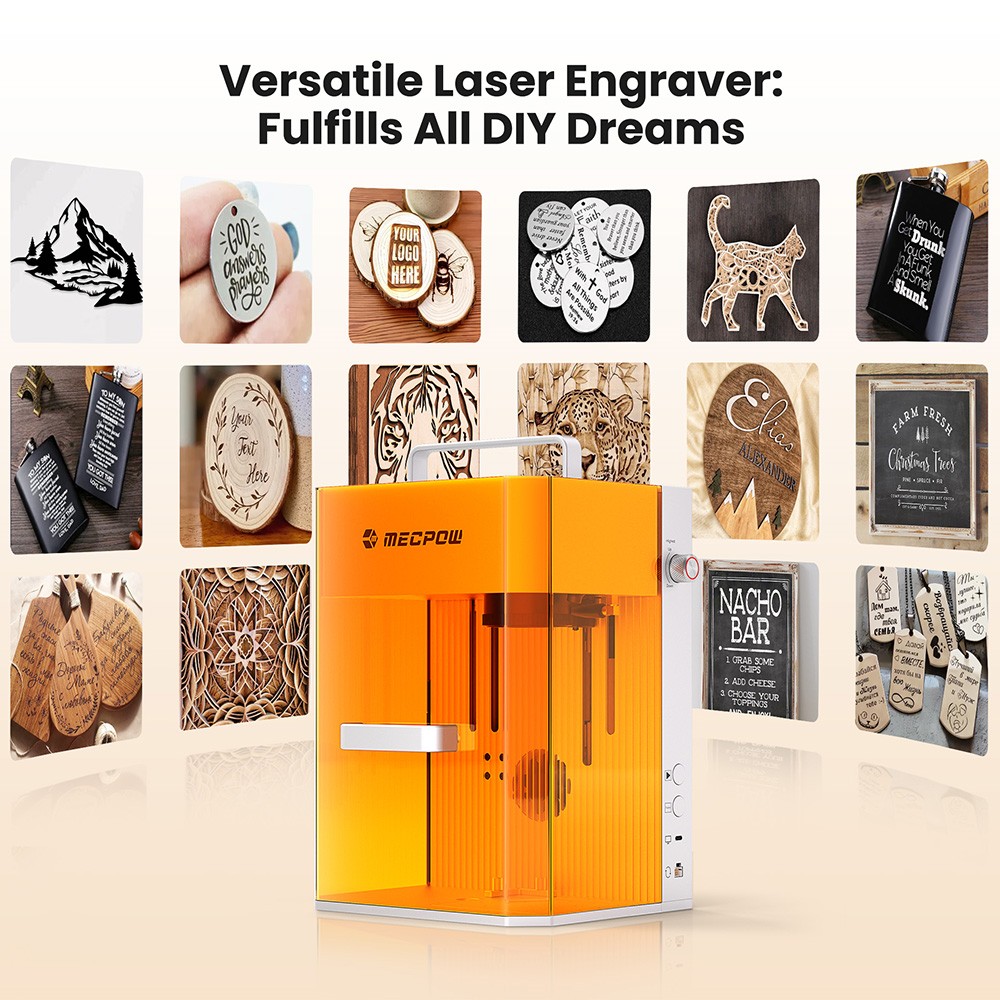 Mecpow X1 Dual Laser Cutter and Engraver, 2W Infrared and 10W Diode, 5000mm/s Speed, 105&times;105mm