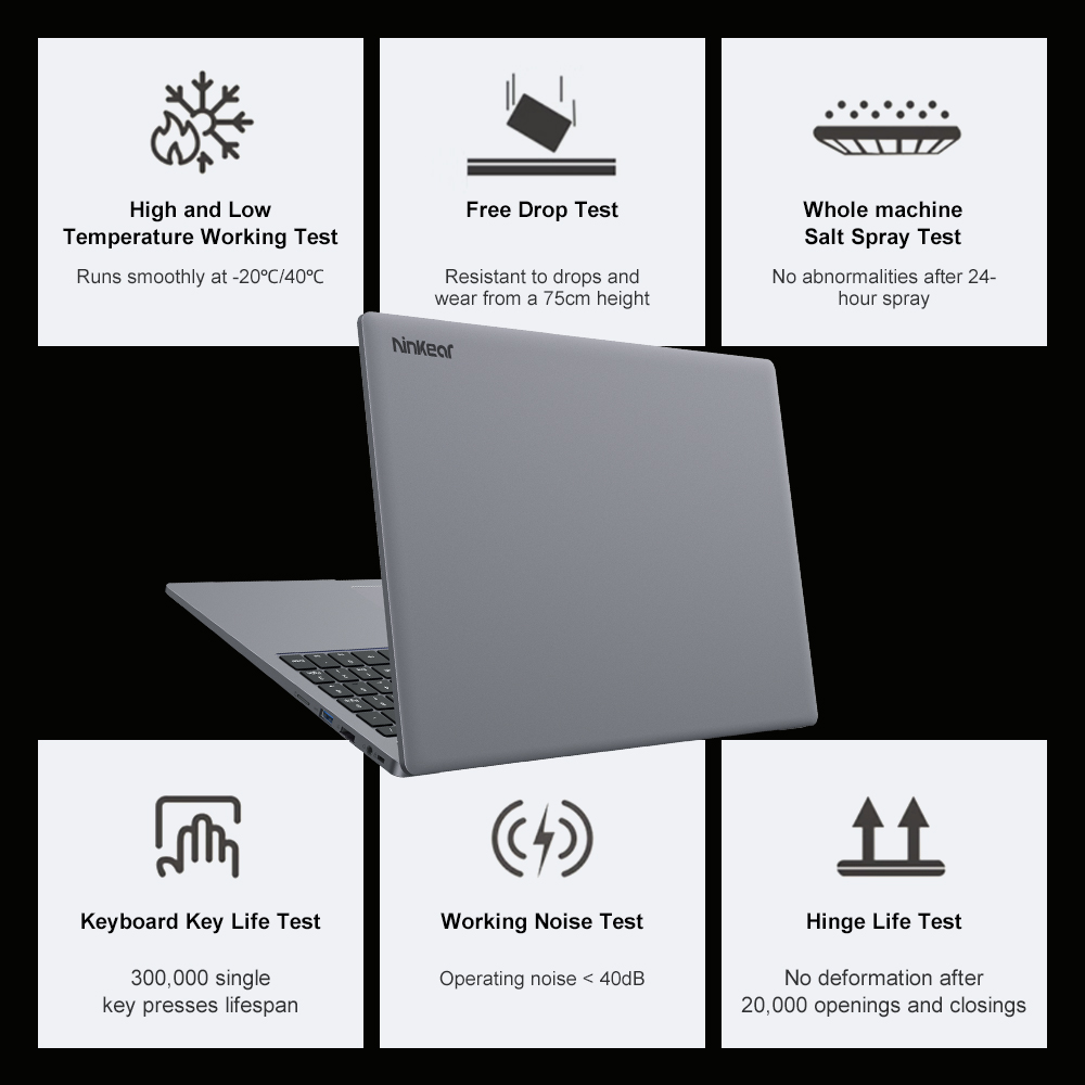 Ninkear A16 Pro Laptop, 16 inch 2560*1600 120Hz IPS Screen, AMD Ryzen 7 8745HS 8 Cores Max 4.9GHz, 32GB RAM 2TB SSD, WiFi 6 Bluetooth 5.2, 5050mAh Battery, Fingerprint Unlock, 1*HDMI, 2*Type-C, 2*USB3.0, 1*Micro SD, 1*RJ45, 1* Audio Jack