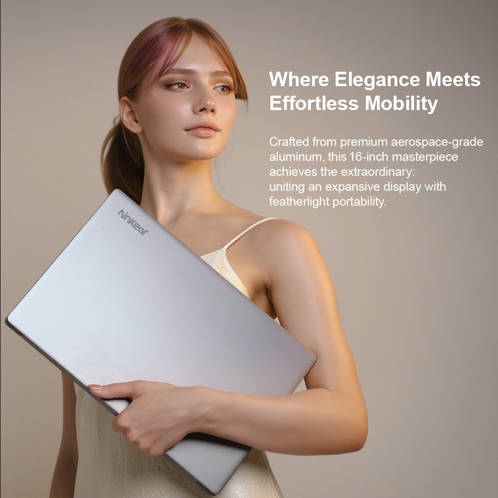 Ninkear A16 Pro Laptop, 16 inch 2560*1600 120Hz IPS Screen, AMD Ryzen 7 8745HS 8 Cores Max 4.9GHz, 32GB RAM 2TB SSD, WiFi 6 Bluetooth 5.2, 5050mAh Battery, Fingerprint Unlock, 1*HDMI, 2*Type-C, 2*USB3.0, 1*Micro SD, 1*RJ45, 1* Audio Jack