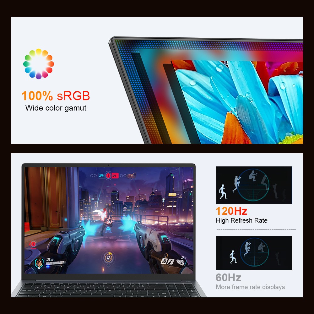 Ninkear A16 Pro Laptop, 16 inch 2560*1600 120Hz IPS Screen, AMD Ryzen 7 8745HS 8 Cores Max 4.9GHz, 32GB RAM 2TB SSD, WiFi 6 Bluetooth 5.2, 5050mAh Battery, Fingerprint Unlock, 1*HDMI, 2*Type-C, 2*USB3.0, 1*Micro SD, 1*RJ45, 1* Audio Jack