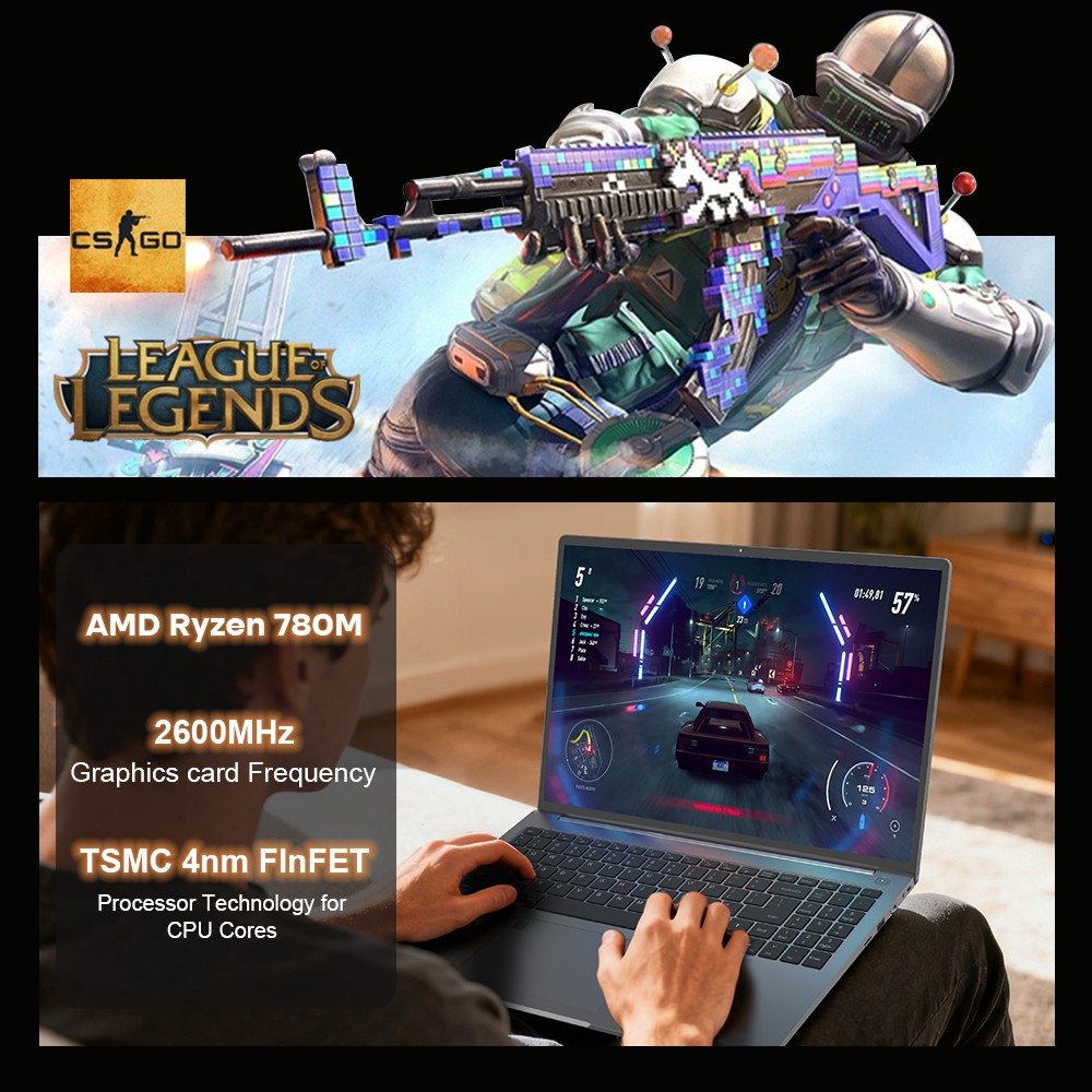 Ninkear A16 Pro Laptop, 16 inch 2560*1600 120Hz IPS Screen, AMD Ryzen 7 8745HS 8 Cores Max 4.9GHz, 32GB RAM 2TB SSD, WiFi 6 Bluetooth 5.2, 5050mAh Battery, Fingerprint Unlock, 1*HDMI, 2*Type-C, 2*USB3.0, 1*Micro SD, 1*RJ45, 1* Audio Jack