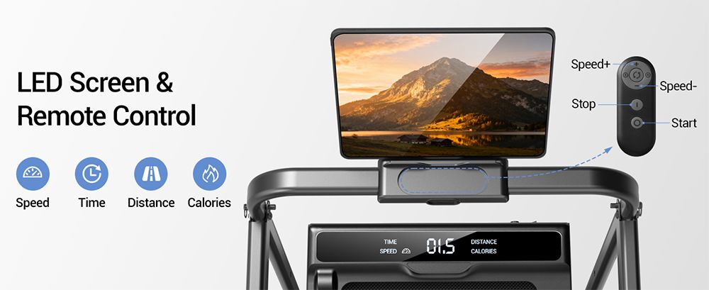 ROBORE X5F Klappbares Laufband mit 14% Steigung, 2,5-PS-Leisemotor, 10km/h H&ouml;chstgeschwindigkeit, 150kg Traglast, 3-Steigungsstufen, LED-Display & Fernbedienung