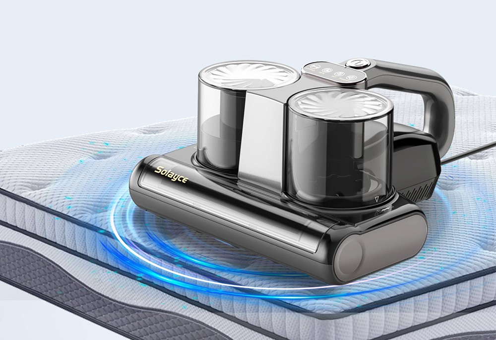 Aspirateur anti-acariens intelligent &agrave; double godet Solayce BV200, puissance 500 W, aspiration 16&nbsp;000 Pa, capacit&eacute; 0,6 L, air chaud 60 &deg;C, lumi&egrave;re UV et filtration HEPA