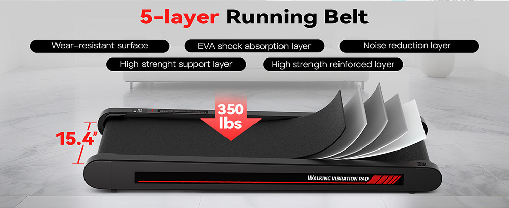 Sperax P1 Walking-Vibrationsmatte, 400 W Dual-Mode-Trainer, Geschwindigkeit 0,3&ndash;6,1 km/h, Lauffl&auml;che 900 x 390 mm, max. Belastung 159 kg, ultrad&uuml;nnes und ger&auml;uscharmes Design f&uuml;r Zuhause und B&uuml;ro