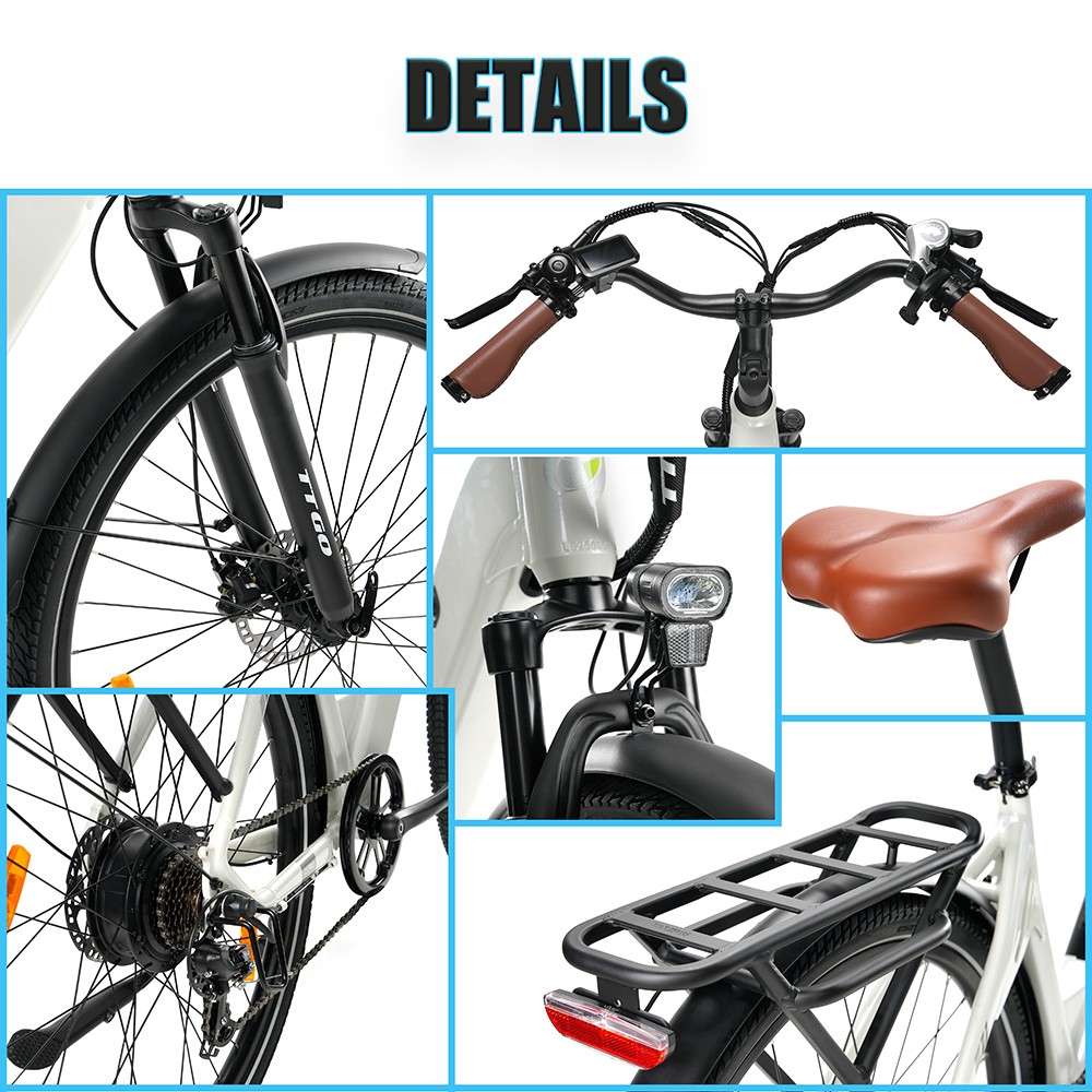 Elektrobicykel TTGO C3 Pro, 250W motor, 36V 20Ah batéria, 28-palcové pneumatiky, max. rýchlosť 25 km/h, max. dojazd 120 km, hydraulické kotúčové brzdy, odpružená vidlica, senzor krútiaceho momentu, 7-rýchlostný prevod Shimano, LCD displej - čierny