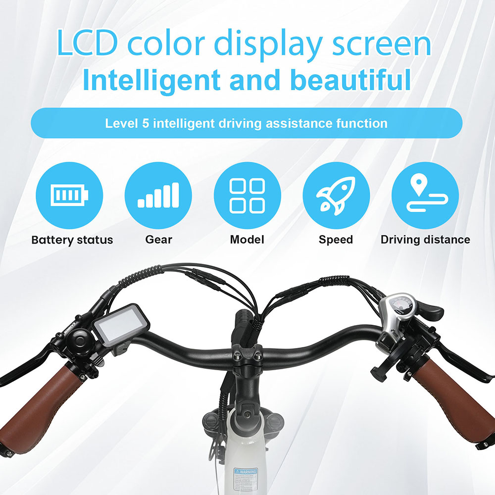 V&eacute;lo &eacute;lectrique TTGO C3 Pro, moteur 250 W, batterie 36 V 20 Ah, pneus 28 pouces, vitesse maximale 25 km/h, autonomie maximale 120 km, freins &agrave; disque hydrauliques, fourche suspendue, capteur de couple, transmission Shimano 7 vitesses, &eacute;cran LCD rouge.