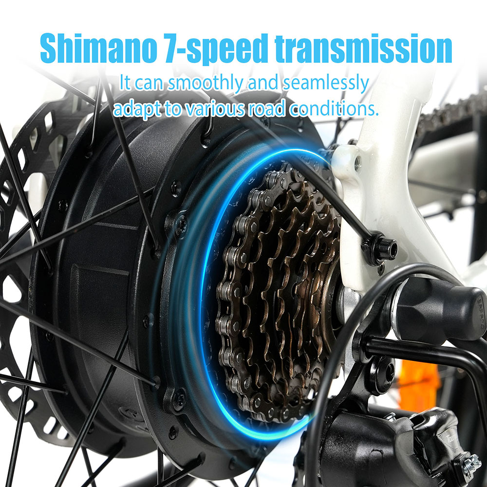 TTGO C3 Pro Electric Bike, 250W motor, 36V 20Ah batéria, 28 palcové pneumatiky, max. rýchlosť 25km/h, max. dojazd 120km, hydraulické kotúčové brzdy, odpružená vidlica, senzor krútiaceho momentu, Shimano 7 rýchlostí, LCD displej - biely