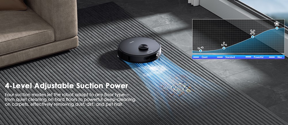 Robotický vysávač Teendow D65S MAX, 70-dňový automatický vysávač, sací výkon 6000 Pa, prachová stanica 17 kPa, doba chodu 220 min, prejazd 20 mm cez prekážky, 4-stupňová regulácia výkonu, 250 ml nádoba na prach &; 350 ml nádrž na vodu