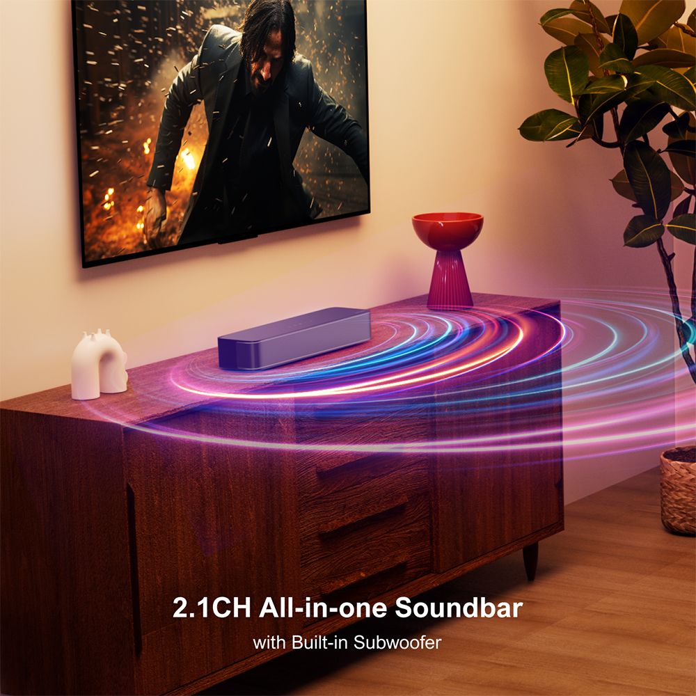 ULTIMEA Solo B30 2.1 csatorn&aacute;s soundbar, 120 W cs&uacute;csteljes&iacute;tm&eacute;ny, 121 előre be&aacute;ll&iacute;tott EQ m&aacute;trix, Bluetooth 5.3, alkalmaz&aacute;svez&eacute;rl&eacute;s