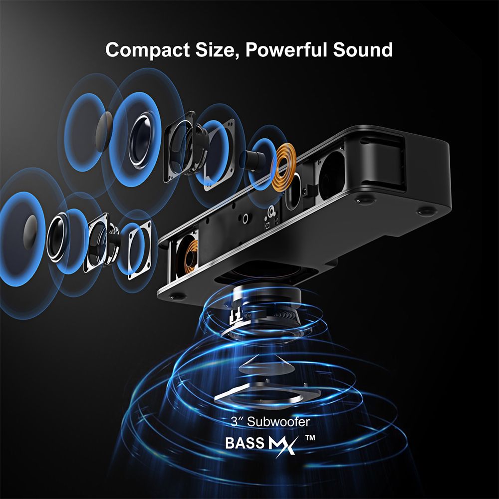 ULTIMEA Solo B30 2.1 csatorn&aacute;s soundbar, 120 W cs&uacute;csteljes&iacute;tm&eacute;ny, 121 előre be&aacute;ll&iacute;tott EQ m&aacute;trix, Bluetooth 5.3, alkalmaz&aacute;svez&eacute;rl&eacute;s