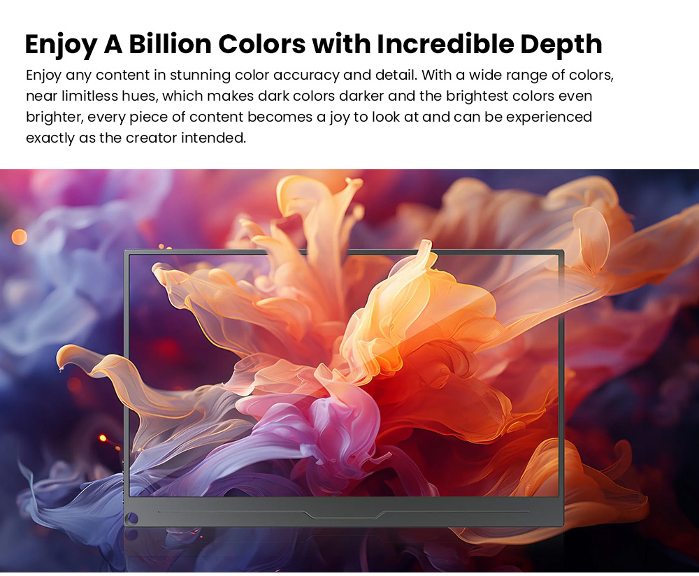 UPERFECT UColor A17 15.6 inch Portable Monitor, 3840*2160 60Hz 16:9 IPS Screen, 178&deg; Viewing Angle, 1000:1 Contrast Ratio, 100% sRGB, 1*Full-Featured Type-C, 1*mini DP, 1*HDMI, 1*USB-A, 1*3.5mm AUX - EU Plug