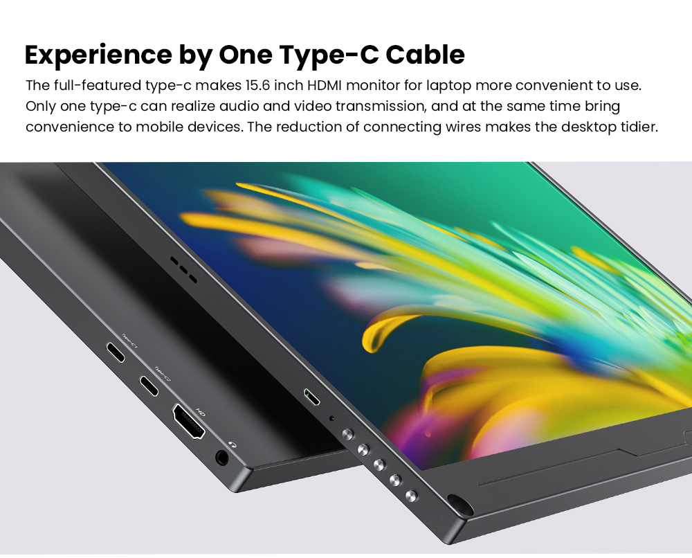 UPERFECT UColor A17 15.6 inch Portable Monitor, 3840*2160 60Hz 16:9 IPS Screen, 178&deg; Viewing Angle, 1000:1 Contrast Ratio, 100% sRGB, 1*Full-Featured Type-C, 1*mini DP, 1*HDMI, 1*USB-A, 1*3.5mm AUX - EU Plug
