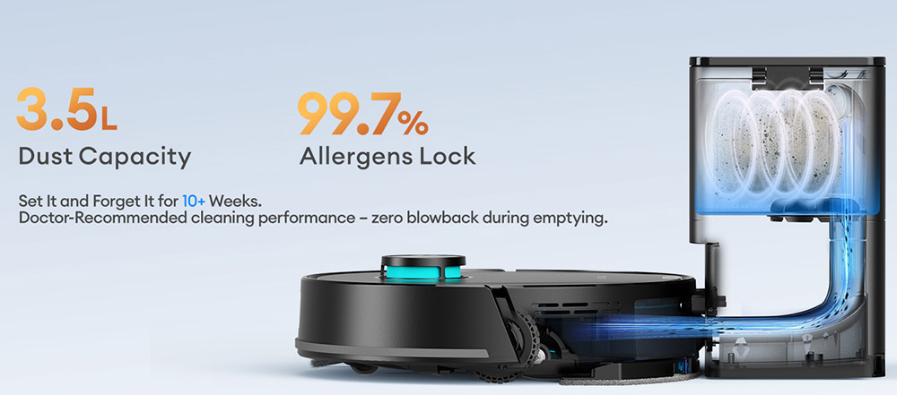 Ultenic T20 Pro Aspirateur Robot, Aspiration 8000Pa, 3 Modes de Nettoyage, Navigation Lidar Intelligente, Réservoir 2-en-1 Poussière & Eau, Autonomie 180min, Franchissement 15mm