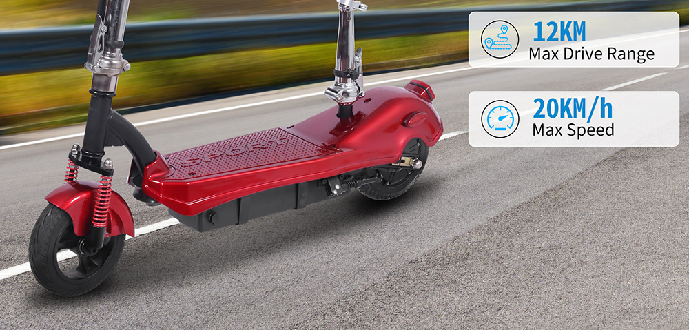 Unificare M5 Electric Scooter with Seat, 350W Motor, 24V 12Ah Battery, 8 inch Tires, 20km/h Max Speed, 12km Range - Red