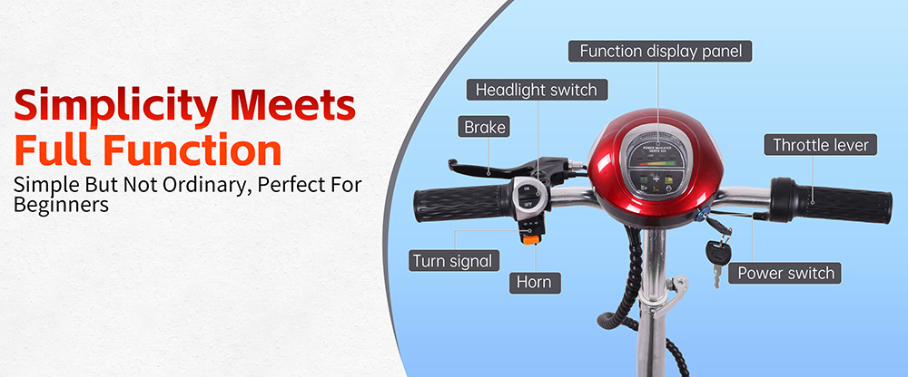 Unificare M5 Electric Scooter with Seat, 350W Motor, 24V 12Ah Battery, 8 inch Tires, 20km/h Max Speed, 12km Range - Red