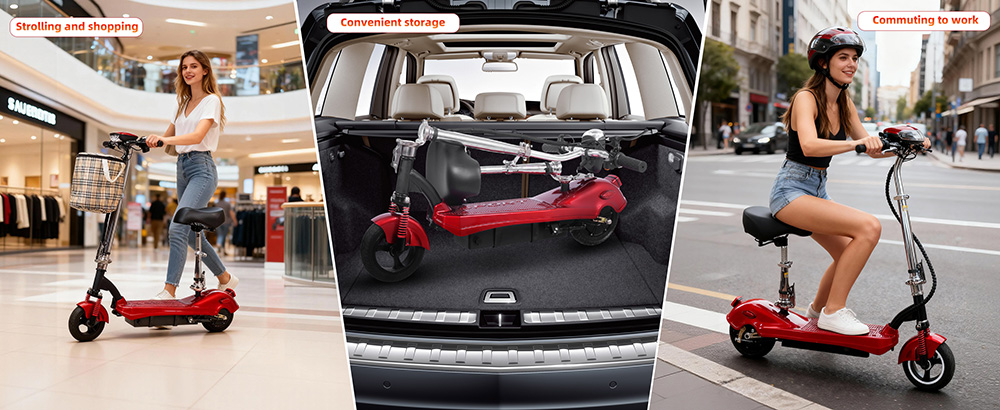 Unificare M5 Electric Scooter with Seat, 350W Motor, 24V 12Ah Battery, 8 inch Tires, 20km/h Max Speed, 12km Range - Red