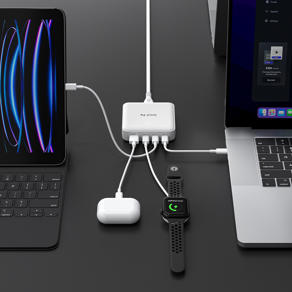 ZIKE Z1810 100W GaN 4-Port Desktop-Ladestation