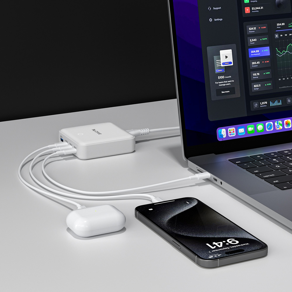 ZIKE Z1810 100W GaN 4-Port Desktop-Ladestation