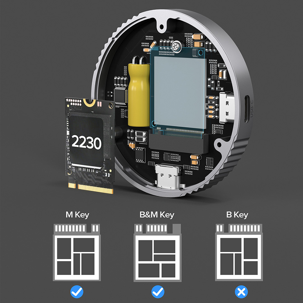 Boîtier SSD magnétique ZIKE Z850 USB-C M.2 2230 NVMe pour iPhone 16/15