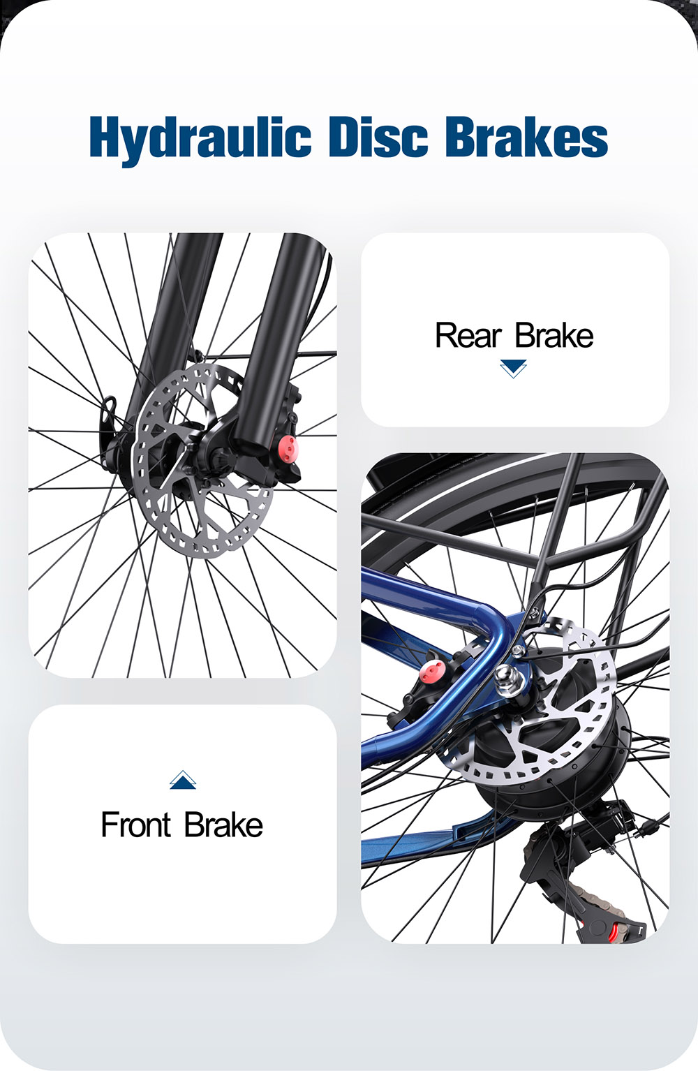 Vélo électrique Onesport OT05 27,5" Cadre en aluminium Batterie 36V 18,2Ah Moteur ANANDA 250W Capteur de couple 25km/h Shimano 7 vitesses 60-120KM Portée maximale Disque à huile Charge maximale 100kg - Bleu profond