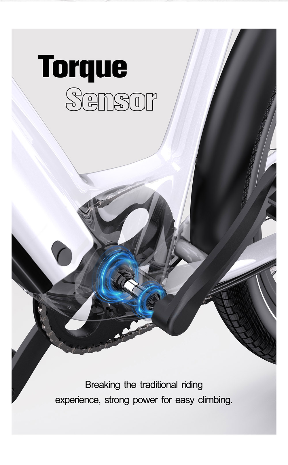 ONESPORT OT05 elektromos kerékpár, 27,5" hüvelykes alumínium váz, 250 W-os ANANDA motor, 36 V 18,2 Ah akkumulátor, 25 km/h maximális sebesség, 60-120 km hatótávolság, olajos tárcsafék, Shimano 7 sebesség, nyomatékérzékelő, 100 kg maximális terhelhetőség - fehér