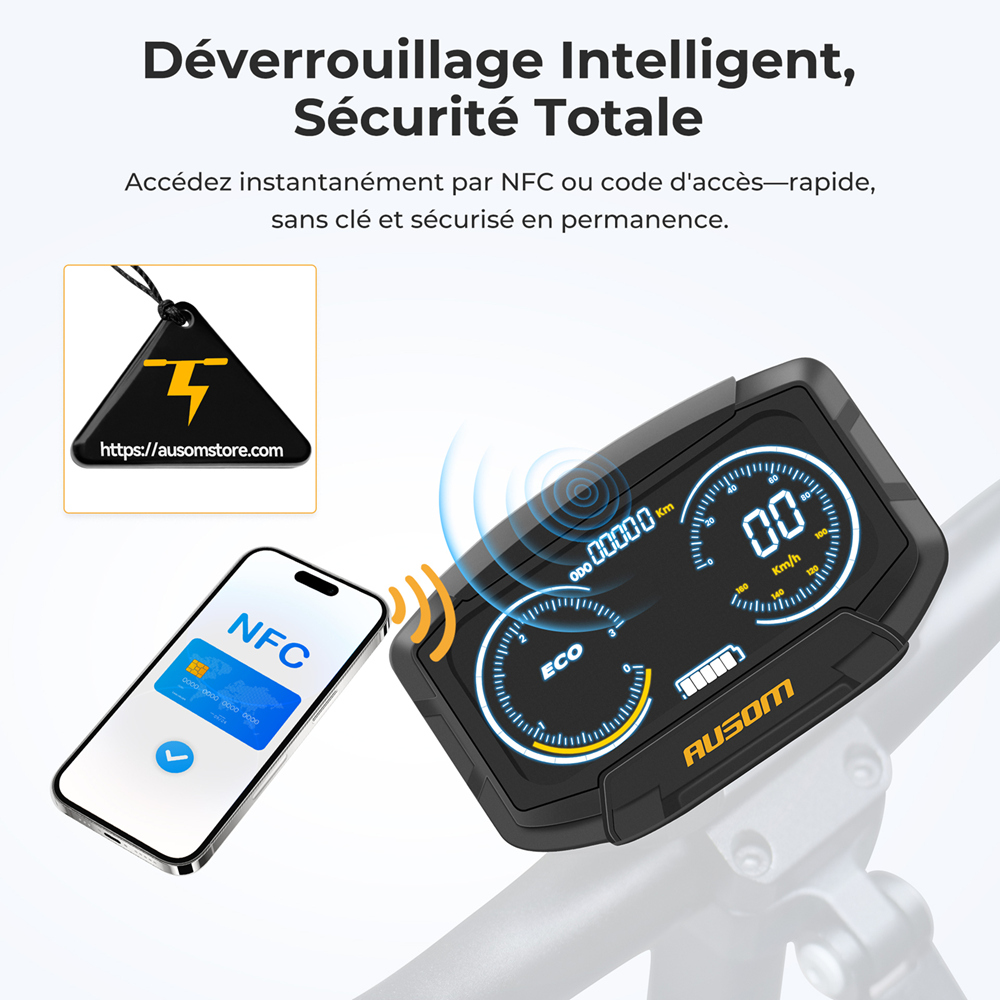 Ausom L1 Max Trottinette &eacute;lectrique, moteur 1000 W, batterie 48 V 20,8 Ah, pneus 10 pouces, vitesse maximale 50 km/h, autonomie 90 km, double frein &agrave; disque, suspension &agrave; ressort &agrave; bras oscillant, d&eacute;verrouillage NFC et par code