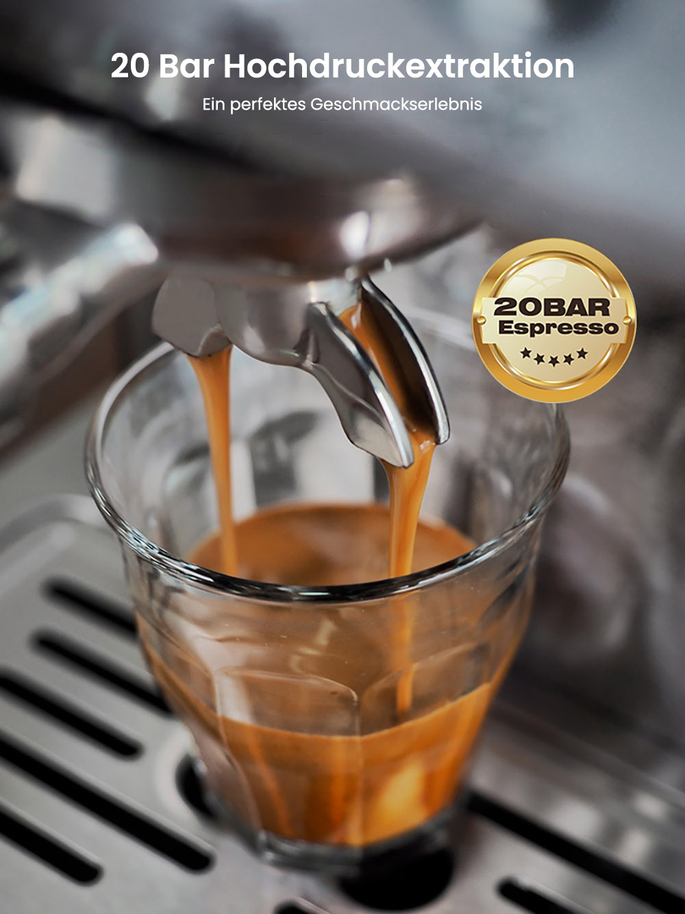 HiBREW H10A Halbautomatische Espressomaschine, 19 Bar Druck, Milchaufsch&auml;umer, Temperatur einstellbar, 58 mm Kaffeestampfer, 350 ml Krug, Tassenw&auml;rmer, Kalt-/Hei&szlig;kaffeemaschine