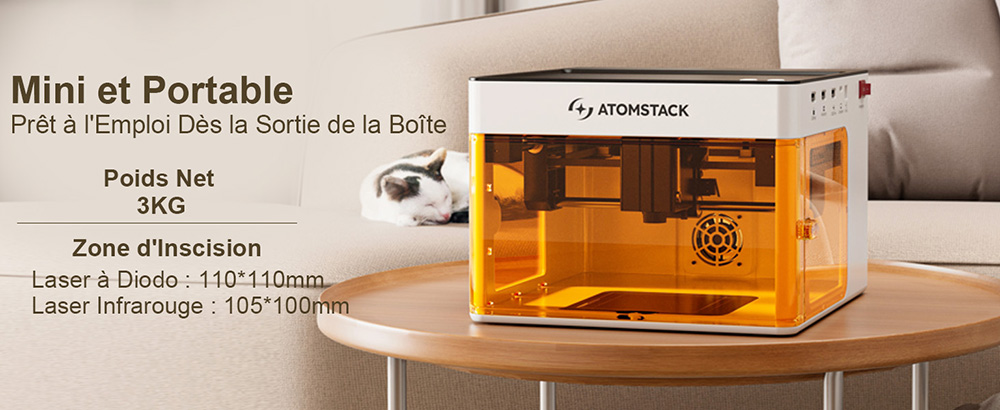ATOMSTACK P1 5W Laser &agrave; Diode avec Purificateur d'Air - Machine de Gravure DIY Propre pour Bois et Acrylique