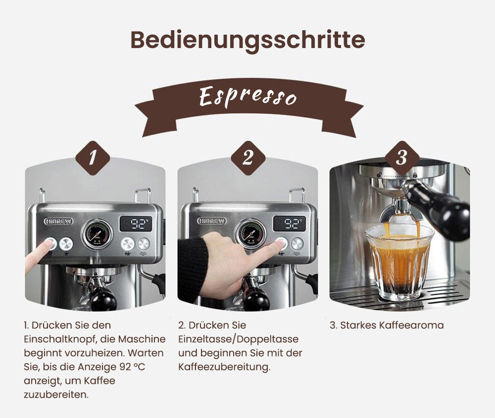 HiBREW H10A Halbautomatische Espressomaschine, 19 Bar Druck, Milchaufsch&auml;umer, Temperatur einstellbar, 58 mm Kaffeestampfer, 350 ml Krug, Tassenw&auml;rmer, Kalt-/Hei&szlig;kaffeemaschine