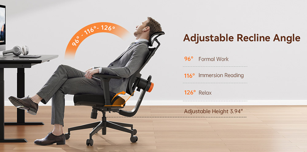 NEWTRAL MAGICH003 Chaise ergonomique avec bureau amovible (Mise à niveau), dossier à suivi automatique, support lombaire adaptatif, profondeur d'assise réglable, accoudoir inclinable 3D, 3 positions à verrouiller