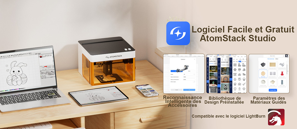 ATOMSTACK P1 5W Laser &agrave; Diode avec Purificateur d'Air - Machine de Gravure DIY Propre pour Bois et Acrylique