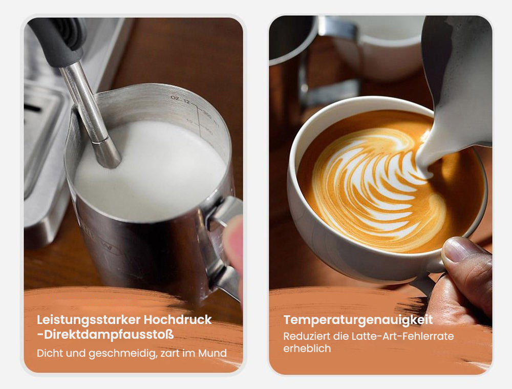 HiBREW H10A Halbautomatische Espressomaschine, 19 Bar Druck, Milchaufsch&auml;umer, Temperatur einstellbar, 58 mm Kaffeestampfer, 350 ml Krug, Tassenw&auml;rmer, Kalt-/Hei&szlig;kaffeemaschine