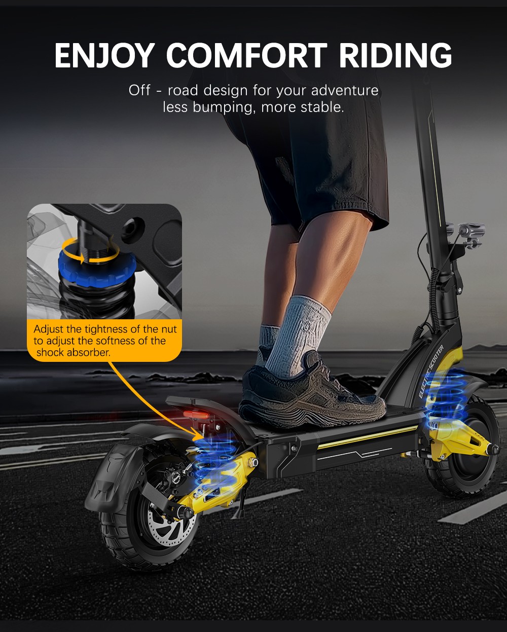 OOTD S30 Trottinette électrique, moteur 1200 W x 2, batterie 52 V 23,4 Ah, pneus 10 pouces, vitesse maximale 65 km/h, autonomie 60 km, freins à disque hydrauliques avant et arrière, écran LCD