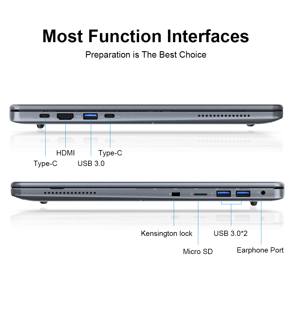 Ninkear A15 Pro Ordinateur portable, écran 16 pouces 2560 x 1600, taux de rafraîchissement de 120 Hz, AMD Ryzen 5 7430U, 16 Go de RAM, 1 To de SSD, 2 ports Type-C complets, 3 ports USB 3.0, 1 port HDMI, 1 carte Micro SD, 1 port audio