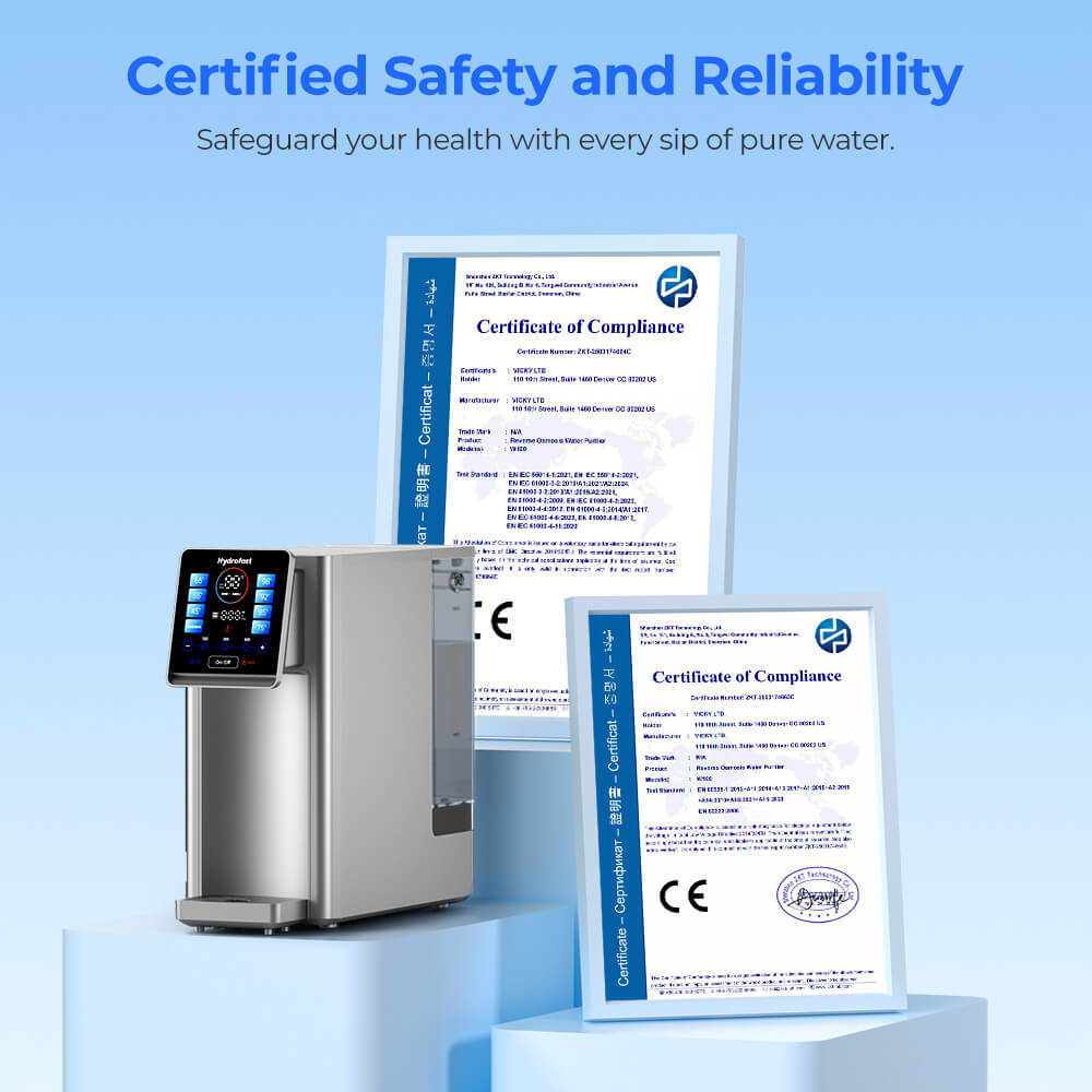 Hydrofast W100 Countertop Water Purifier with Hot & Ambient Water, 8 Temperatures, Hot Water in 3 Seconds, 6 Levels Reverse Osmosis Filtration,15 levels Water Volume, for Kitchen, Office, Bedroom