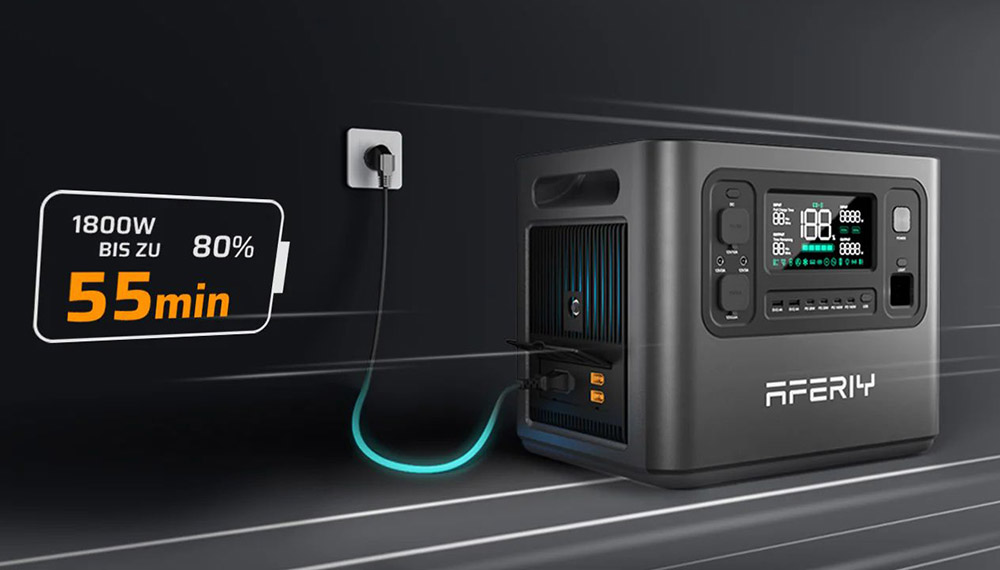 AFERIY P280 Tragbare Powerstation, 2800W AC Reine Sinuswelle Ausgang, 2048Wh LiFePO4 Batterie, Erweiterbare Kapazit&auml;t, 13 Ausgangsanschl&uuml;sse, 1,5H Schnelles Aufladen, 1200W Solareingang, Intelligente App-Steuerung & 10ms USV-Backup