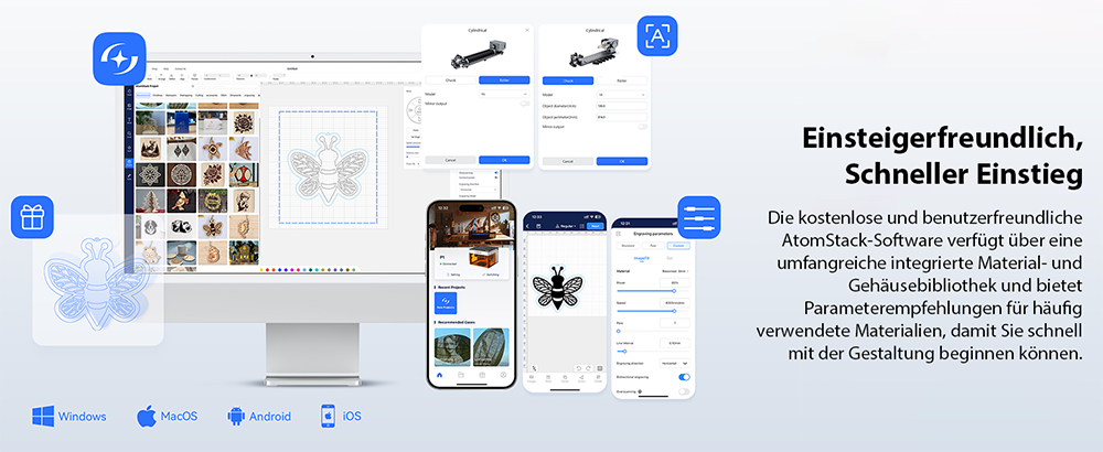 ATOMSTACK P1 5W Diodenlaser-Gravierer mit Luftreiniger - Saubere DIY-Gravurmaschine f&uuml;r Holz und Acryl