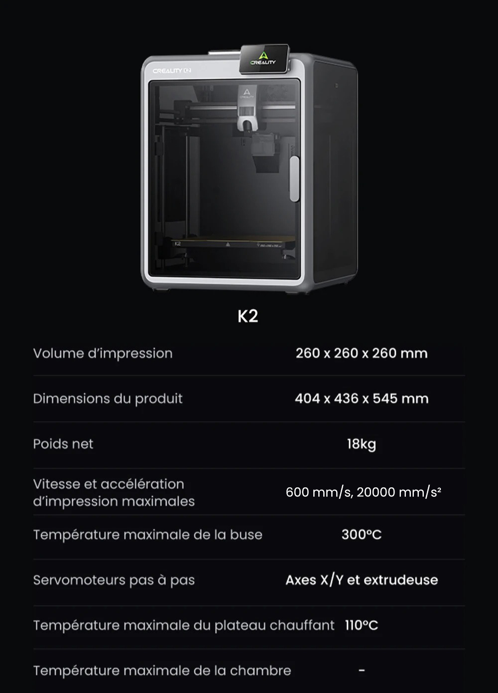 Creality K2 Combo Imprimante 3D + 4kg Mecpow filament PLA+ haute vitesse - Blanc/Lilas/Gris/Noir