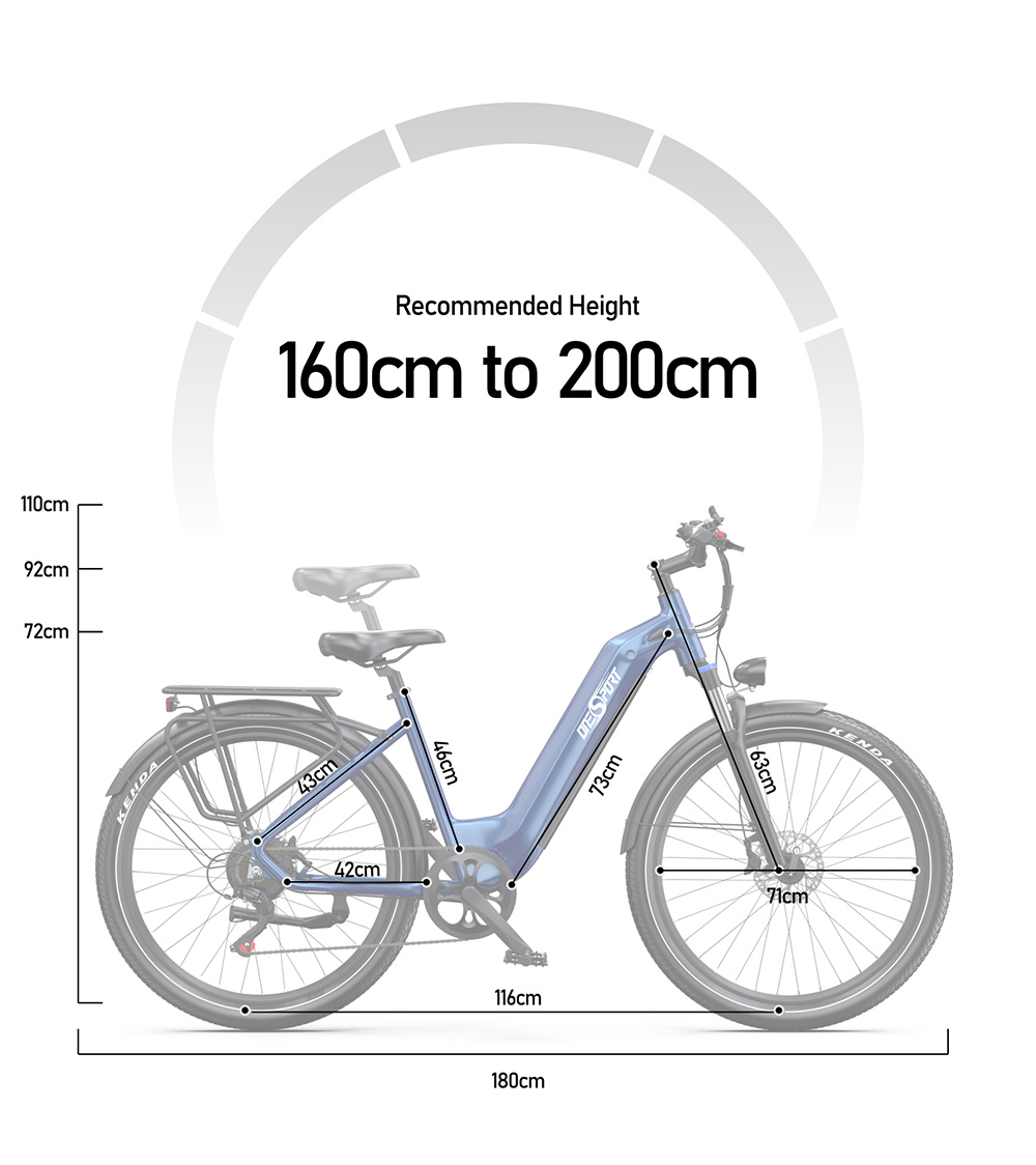 Vélo électrique Onesport OT05 27,5" Cadre en aluminium Batterie 36V 18,2Ah Moteur ANANDA 250W Capteur de couple 25km/h Shimano 7 vitesses 60-120KM Portée maximale Disque à huile Charge maximale 100kg - Bleu profond