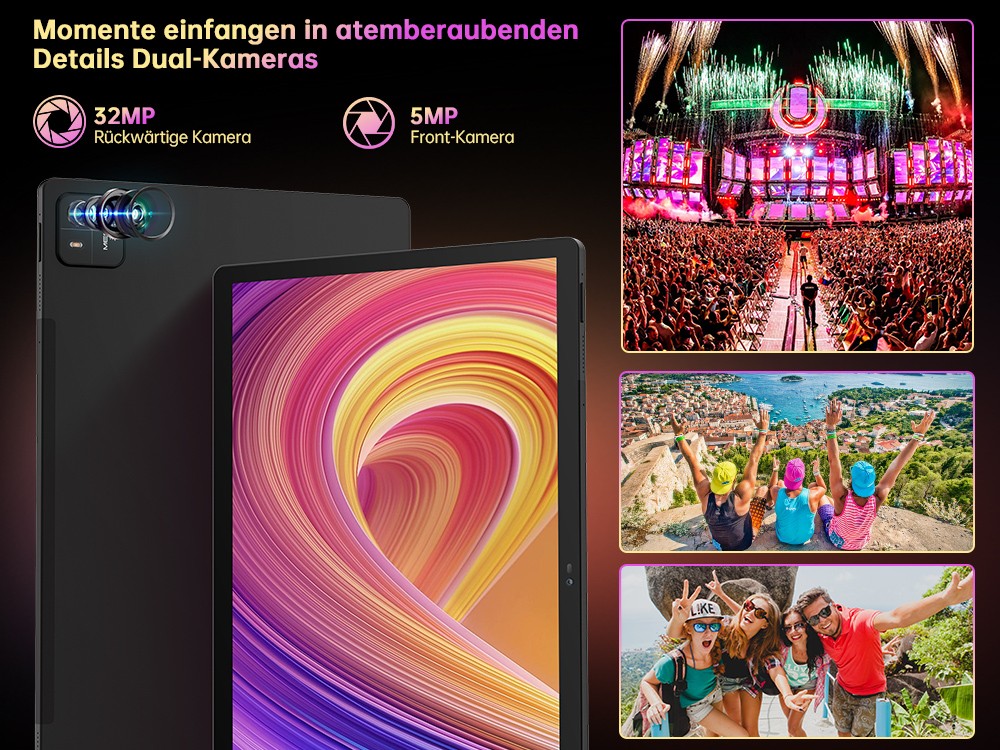 MESWAO B3 Pro Tablette, &eacute;cran IPS 15,6 pouces 1920*1080, MTK Helio G99 8 c&oelig;urs, 8GB RAM 256GB ROM, Android 14, WiFi 5 Bluetooth 5.0, batterie 12000mAh, cam&eacute;ra 32MP+5MP, 4 haut-parleurs - prise EU, noir