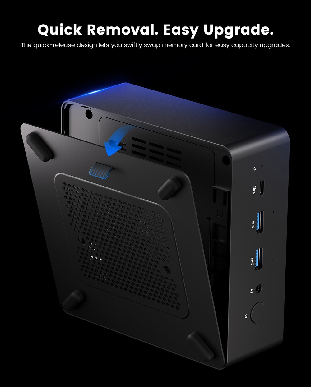 MINIX ER936-AI Mini-PC, AMD Ryzen AI 9 365 (10 Kerne, max. 5,0 GHz), 32 GB DDR5-RAM, 1 TB SSD, HDMI + DP + 2 x USB-C Quad-Screen-Display, WLAN 6E, Bluetooth 5.2, Dual-2,5G-RJ45, 3 x USB 3.2, 1 x Audioanschluss