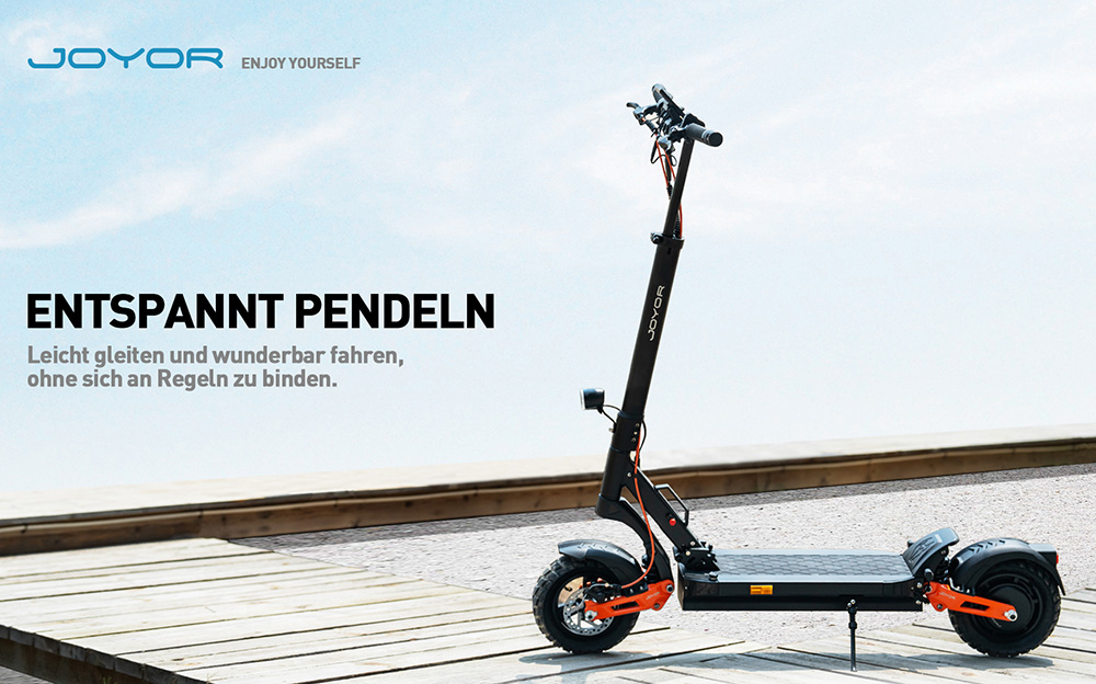 Joyor T6E Pro Elektroroller mit ABE-Zertifizierung, 500W Motor, 48V 18Ah Akku, 10 Zoll Reifen, 20 km/h H&ouml;chstgeschwindigkeit, 90 km Reichweite, mechanische Scheibenbremsen vorne und hinten, hydraulische Federsto&szlig;d&auml;mpfer vorne und hinten