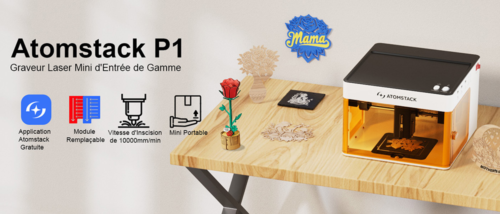 ATOMSTACK P1 5W Laser à Diode - Machine de Gravure Laser DIY Haute Vitesse pour Bois, Cuir et Plus