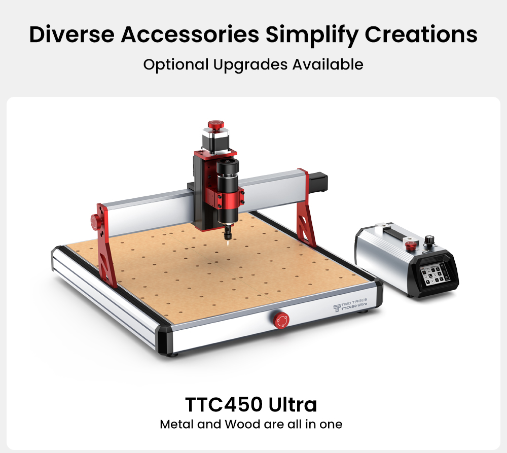 TWO TREES TTC450 Ultra CNC Marógép, 500W Orsóval, Kettős CNC és Lézer Üzemmód, 0,05mm Nagy Pontosságú, 3,5